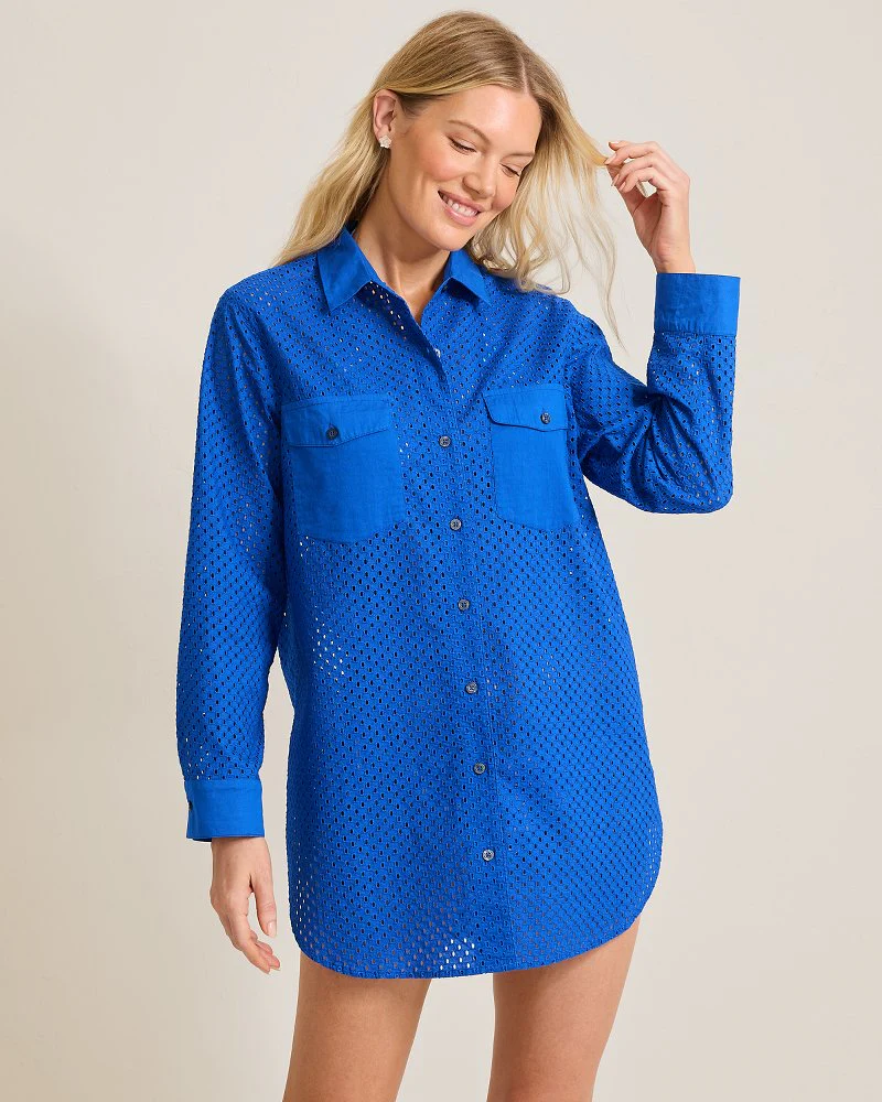 Eyelet Cove Boyfriend Beach Shirt - Image 2