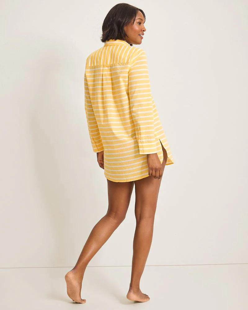 Catalina Cotton Stripe Boyfriend Beach Shirt - Image 3
