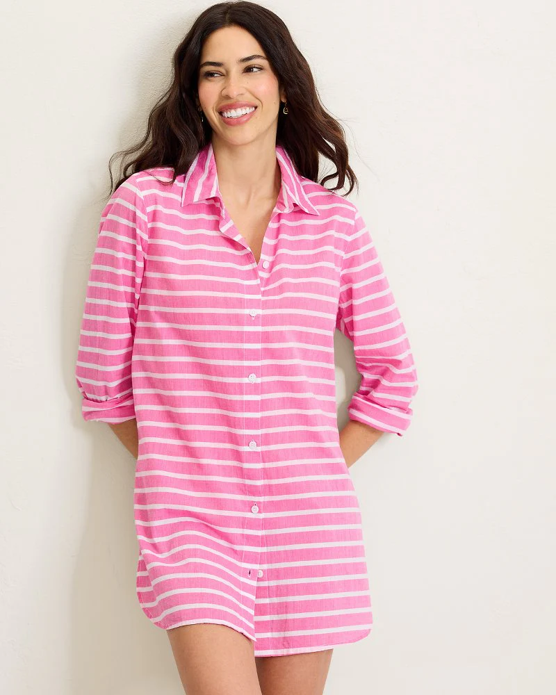 Catalina Cotton Stripe Boyfriend Beach Shirt - Image 2