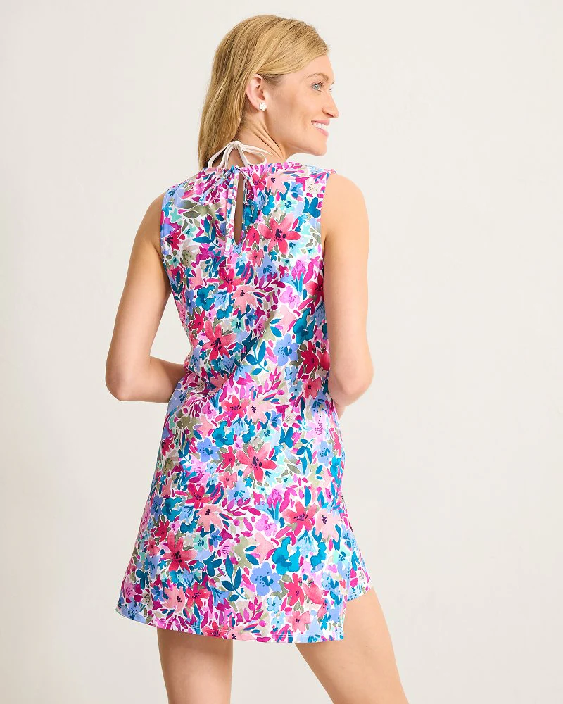 Watercolor Floral Split-Neck Beach Romper - Image 3