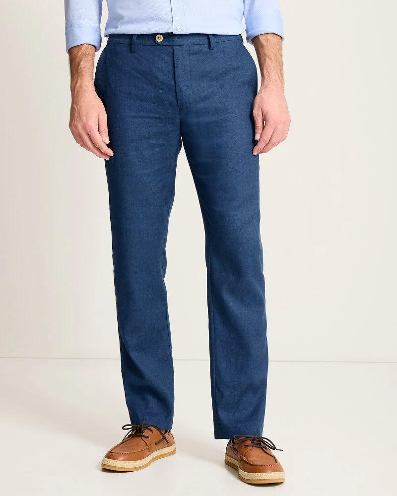 Latigo Beach Linen-Blend Flat-Front Pants