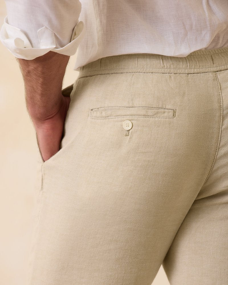 Beach Coast Linen-Blend Elastic-Waist Pants - Image 4