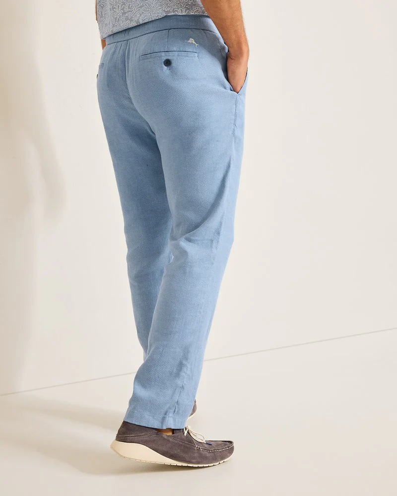 Beach Coast Linen-Blend Elastic-Waist Pants - Image 2