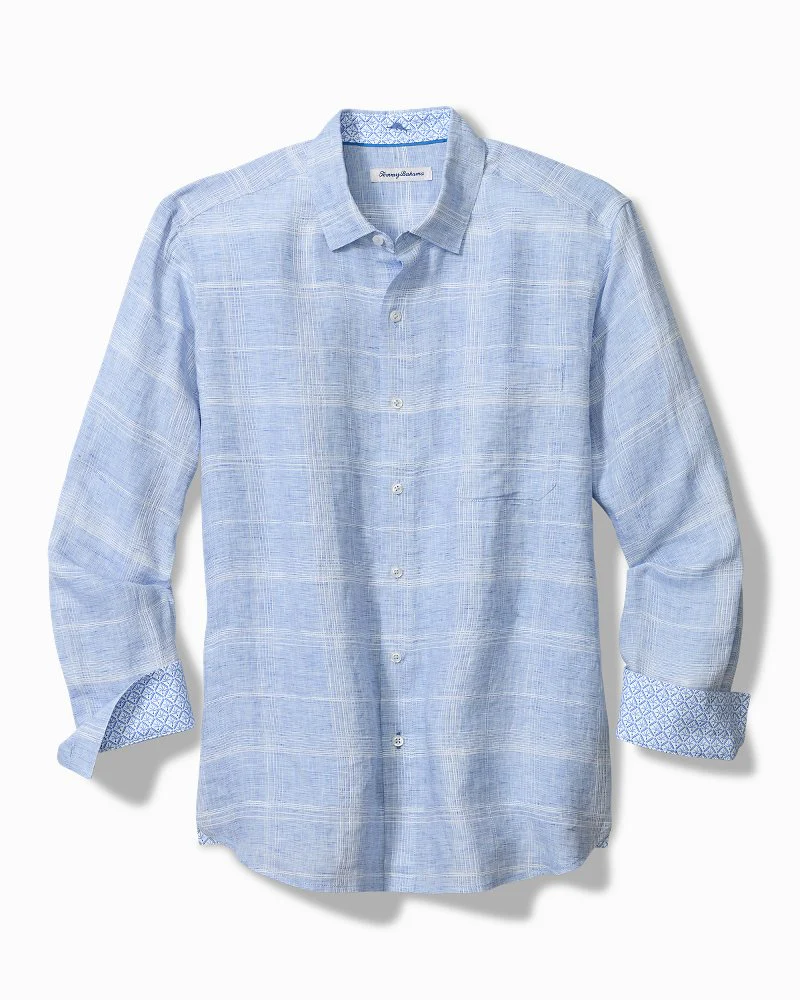 Paradisio Plaid Linen Long-Sleeve Shirt