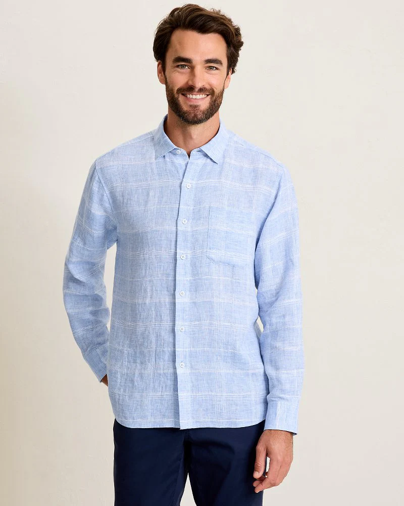 Paradisio Plaid Linen Long-Sleeve Shirt - Image 3