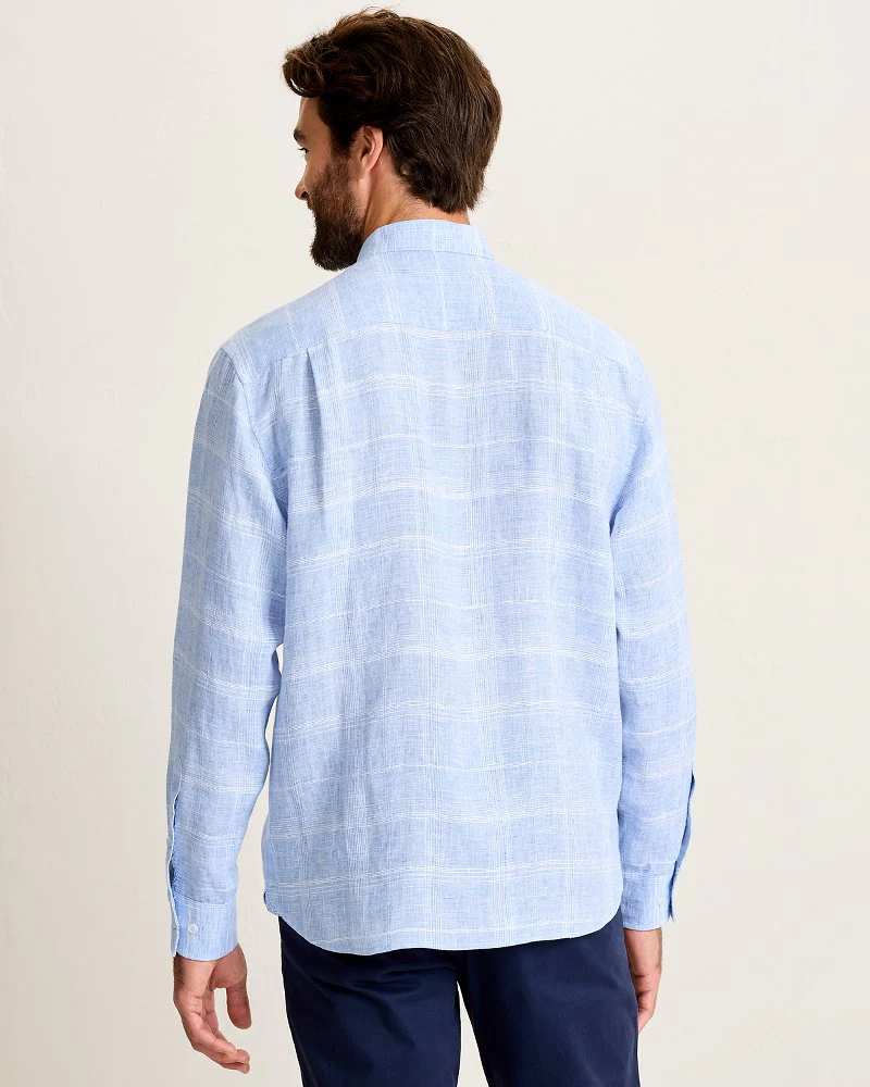 Paradisio Plaid Linen Long-Sleeve Shirt - Image 4