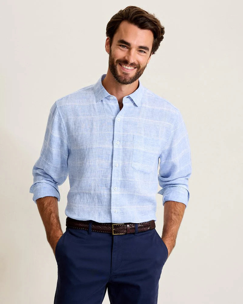 Paradisio Plaid Linen Long-Sleeve Shirt - Image 5