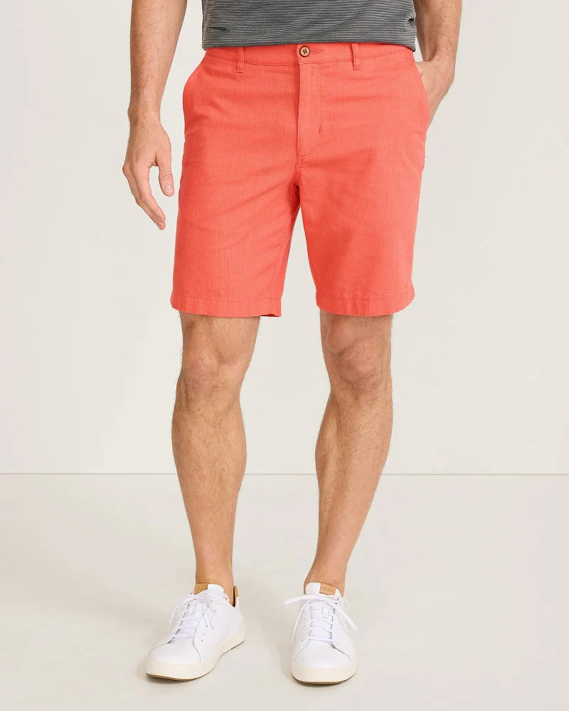Linen in Paradise Flat Front 9 Inch Short