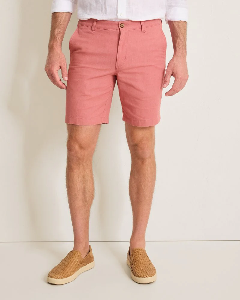 Linen in Paradise Flat Front 9 Inch Short