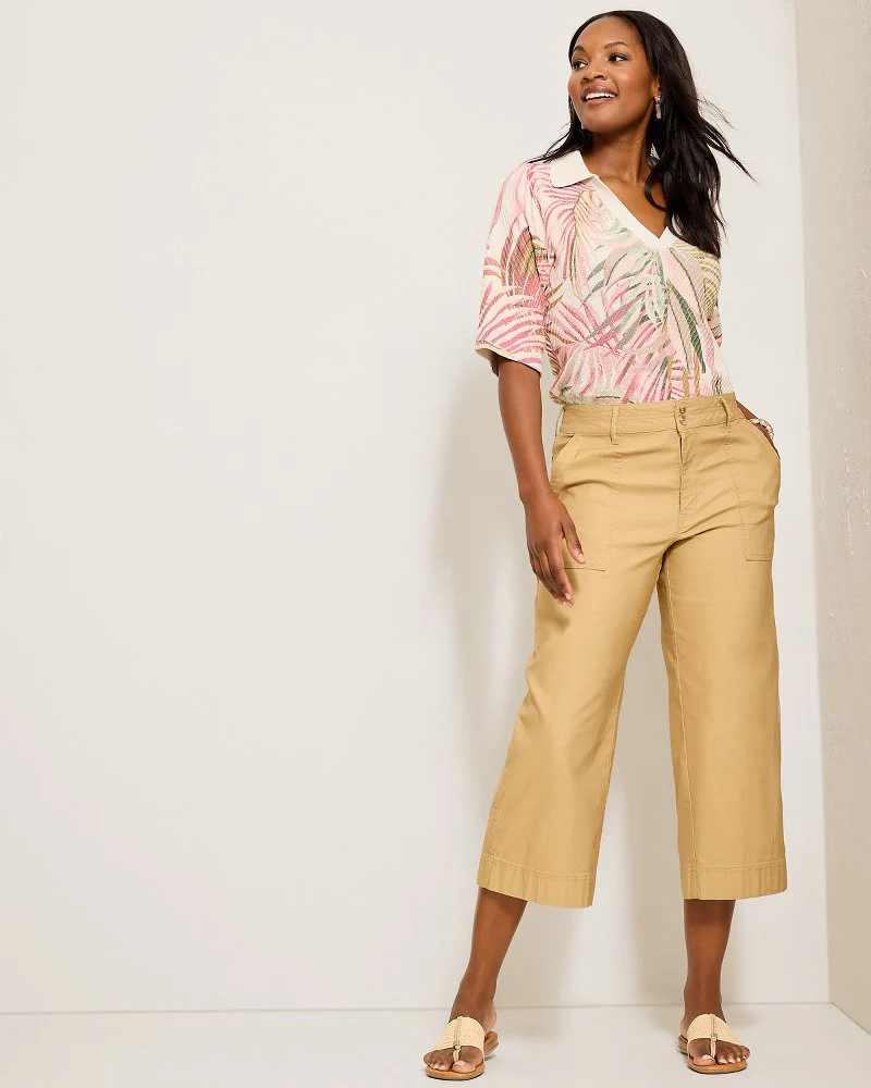 Seaside Breeze Cropped Stretch-Linen Pants - Image 5