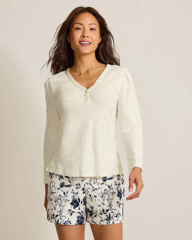 Ashby Isles Puff-Sleeve Henley Top - Image 2