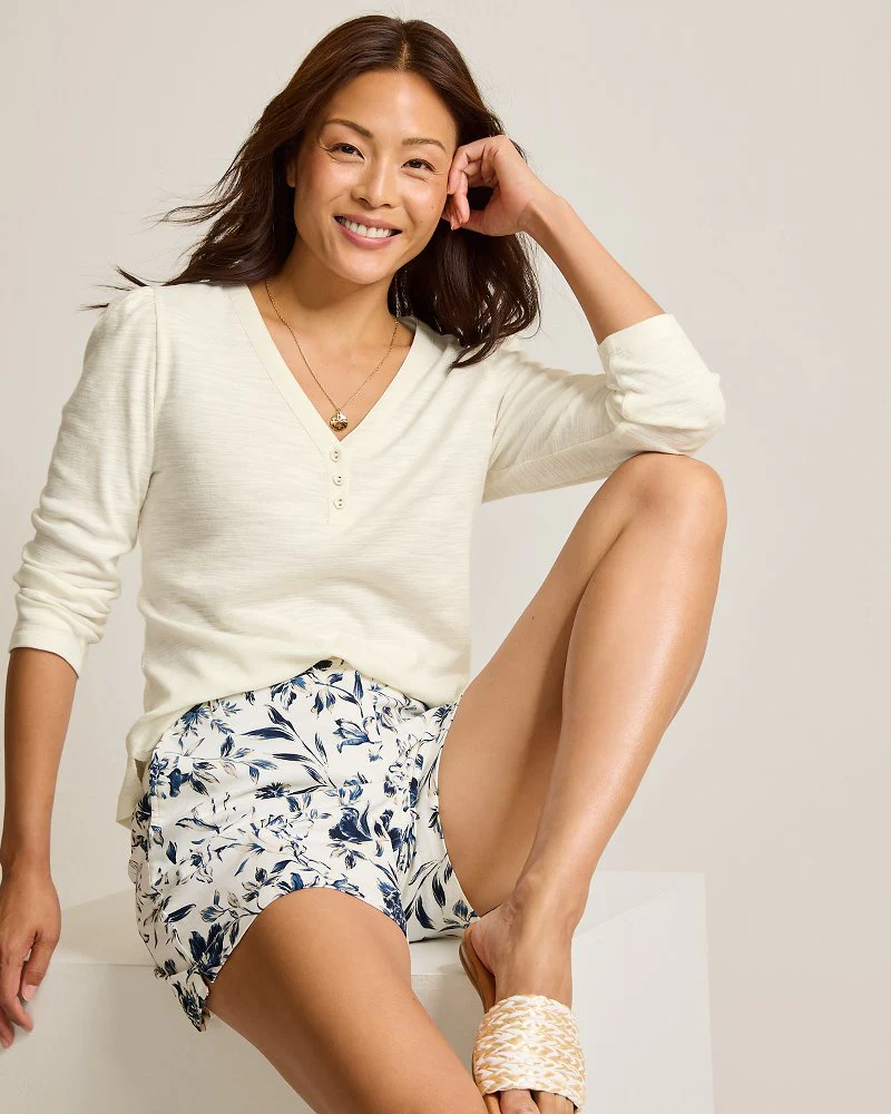 Ashby Isles Puff-Sleeve Henley Top - Image 4
