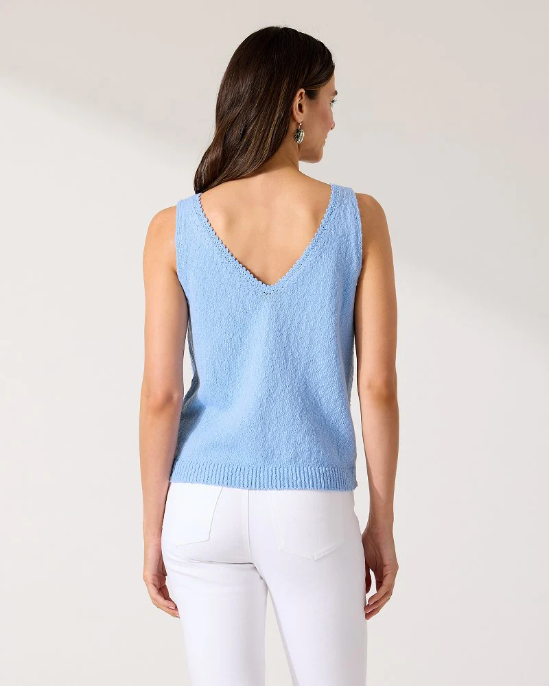 Water's Edge V-Neck Linen-Blend Tank Top - Image 3