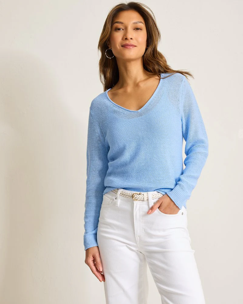 Cedar Linen LS V-Neck - Image 4