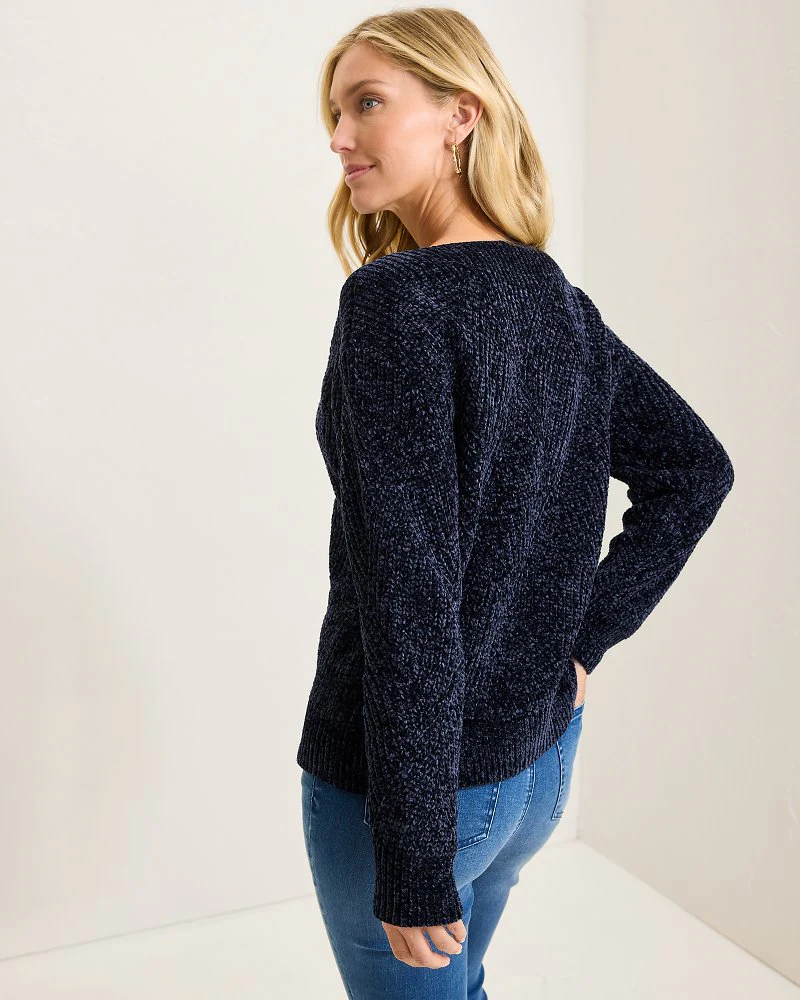 Island Luna Chenille Shell Stitch Boat-Neck Sweater - Image 3