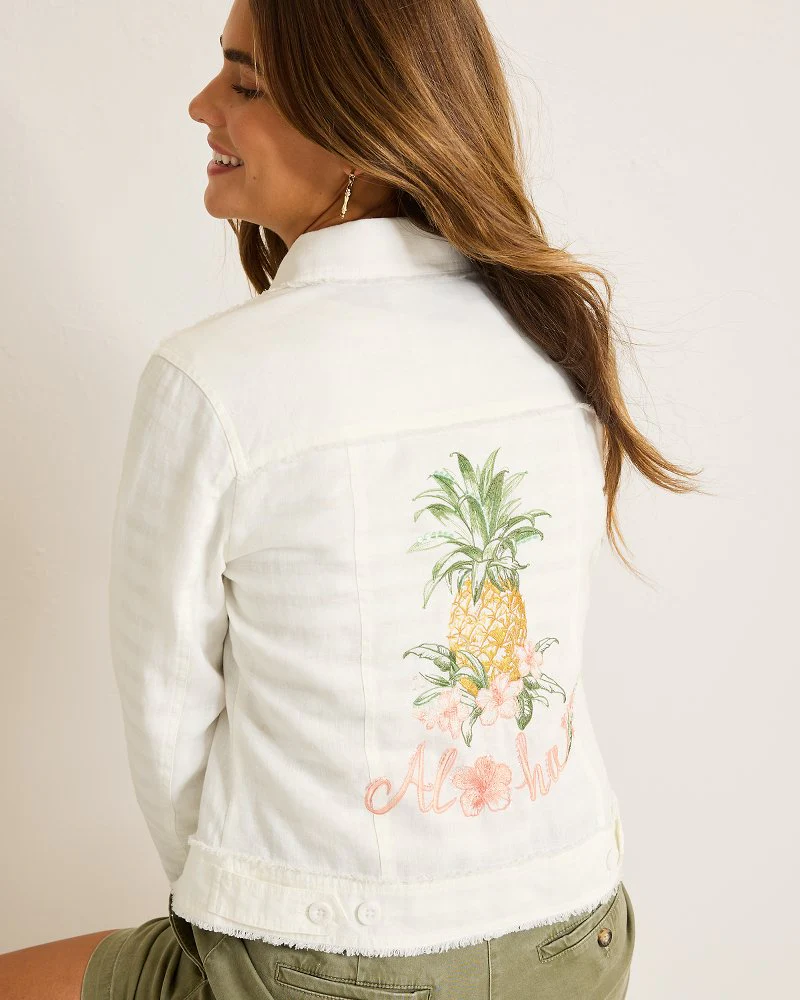 Two Palms Pineapple Paradise Linen Raw-Edge Jacket