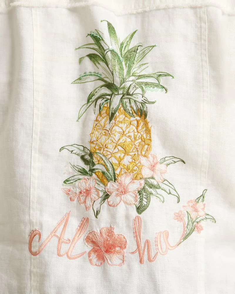 Two Palms Pineapple Paradise Linen Raw-Edge Jacket - Image 4