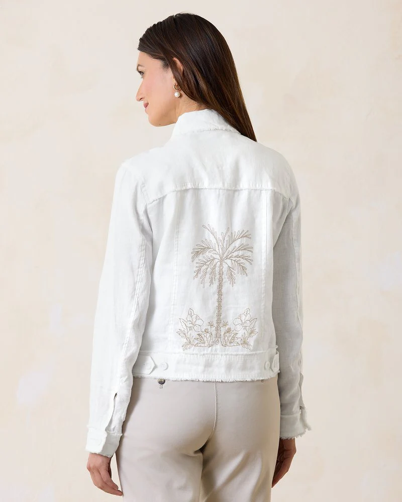 Breezy Palm Emb Linen Jacket - Image 4