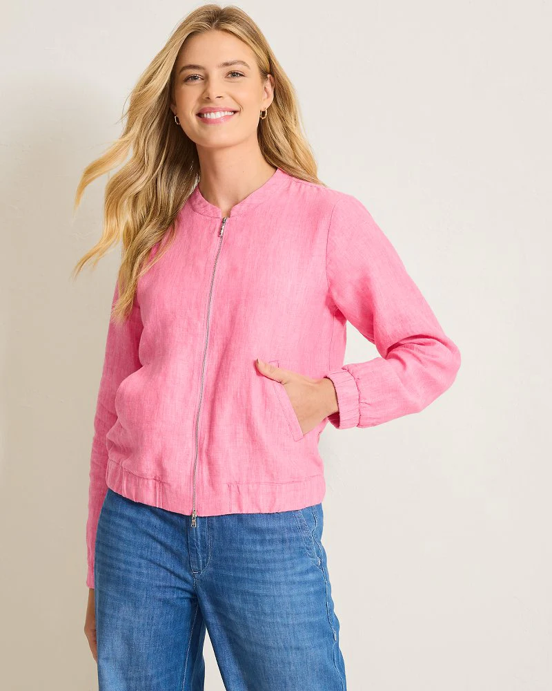 Two Palms Linen Bomber Jacket - Image 5