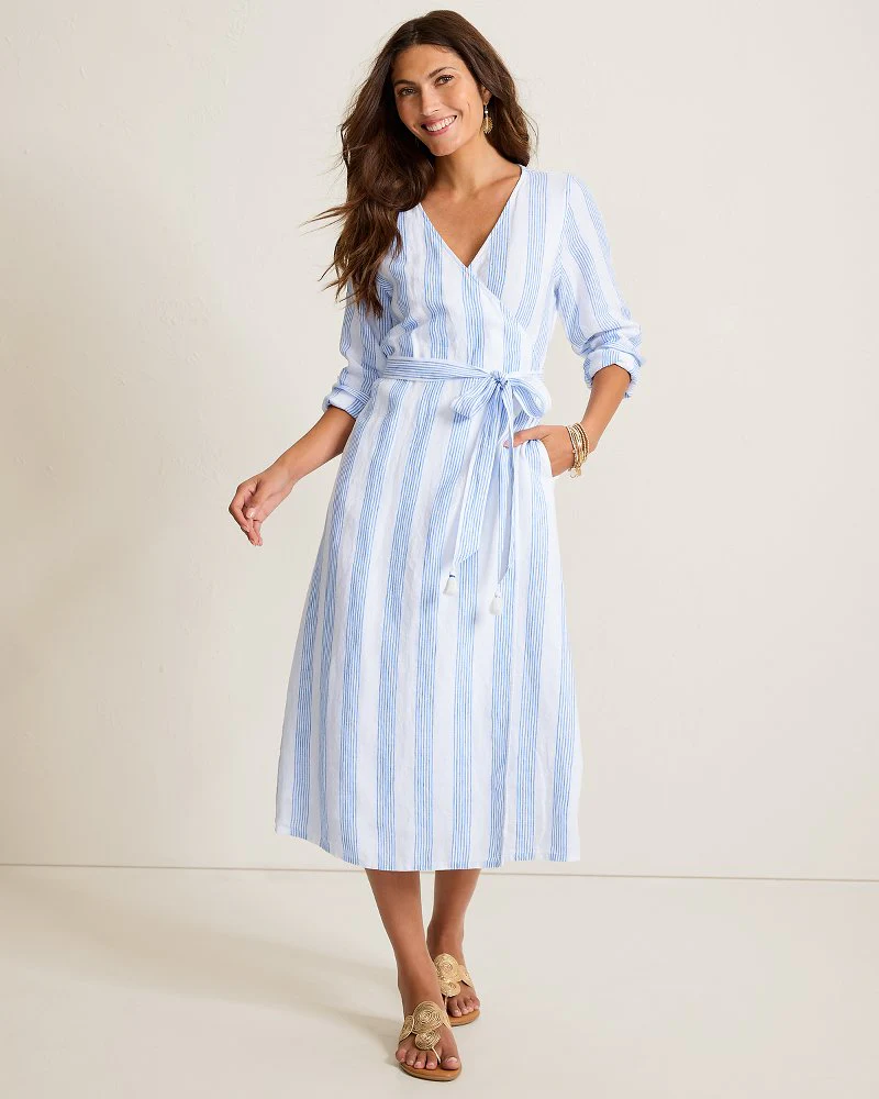 Coastalina Linen Bayside Isle Wrap Dress - Image 2