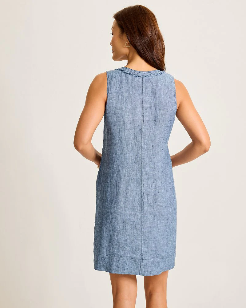 Two Palms Patch Pocket Linen Dress - Image 3