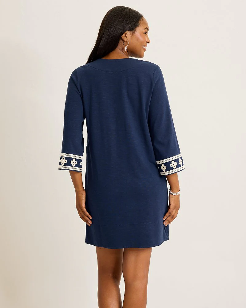 Sunset Harbor Embroidered 3/4-Sleeve Dress - Image 3