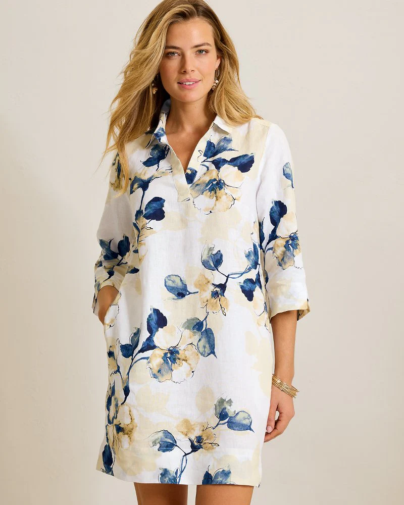 Two Palms Beleza Blossom Linen Shift Dress - Image 2