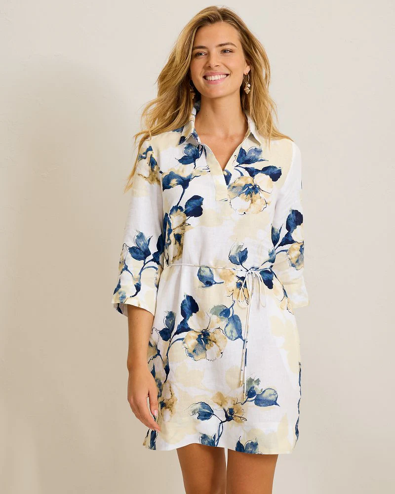 Two Palms Beleza Blossom Linen Shift Dress - Image 5