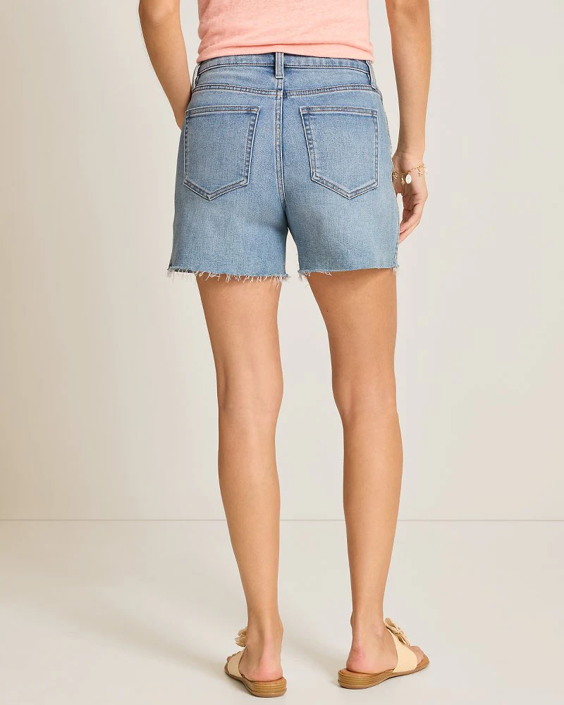 Relaxed Raw-Edge Jean Shorts - Image 3