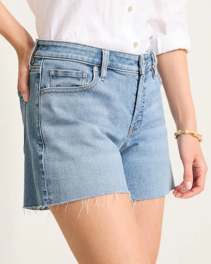 Relaxed Raw-Edge Jean Shorts - Image 4