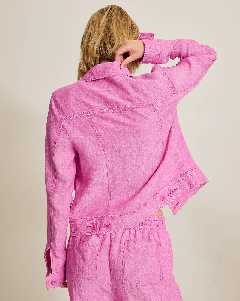 Two Palms Linen Raw-Edge Jacket - Image 3